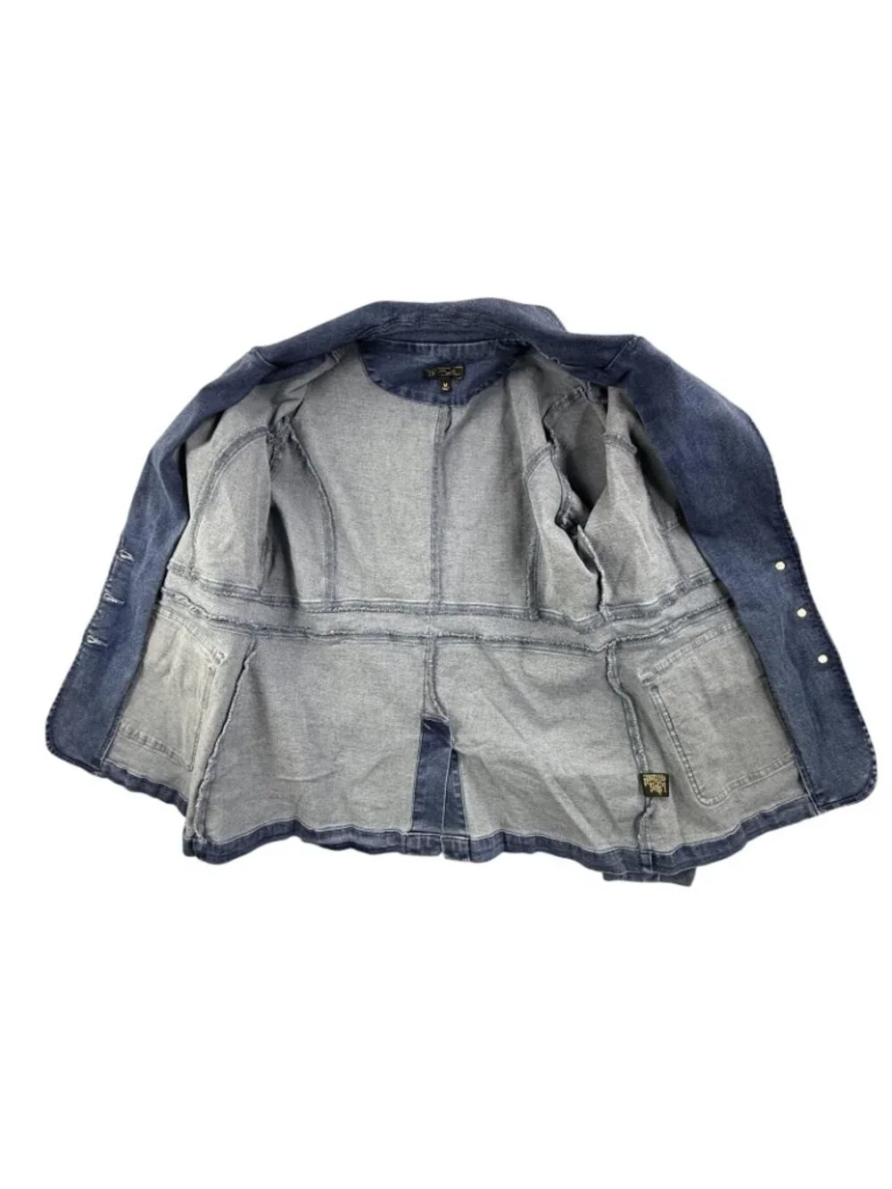 DG2 Diane Gilman Denim Jacket Womens Medium Blue Blazer Button Front Pockets - Picture 7 of 16